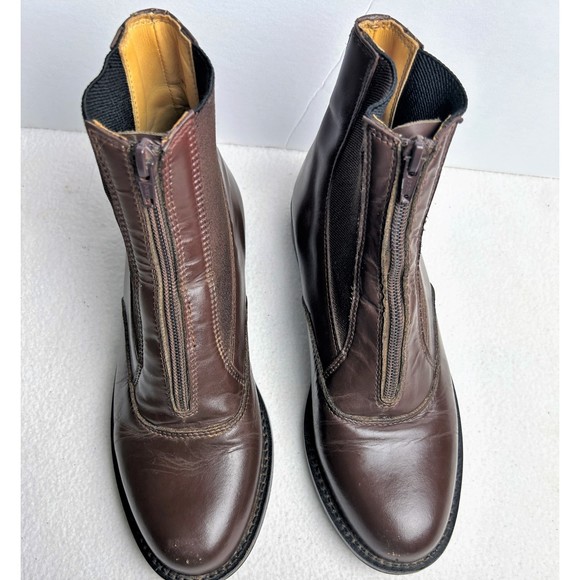 Equestrian 0910-B Women's Brown Leather Zip Front Horse Riding Boots Size US 7 - Picture 5 of 8